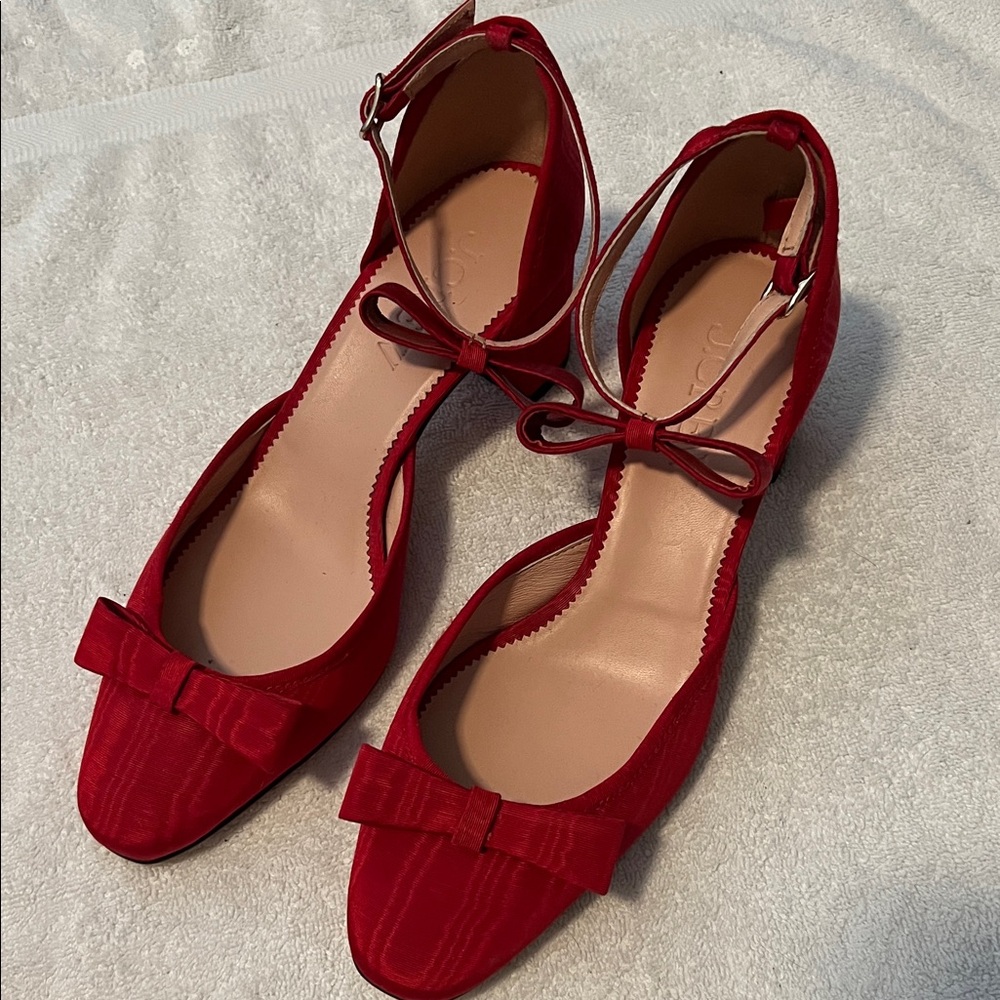J. Crew Red Bow Heels